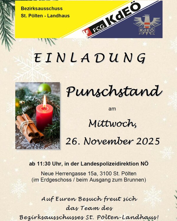 Punschstand 2025 - LPD NÖ - Betriebsausschuss Landhaus