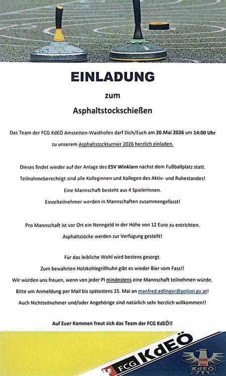 Asphaltstockschießen der FCG-KdEÖ Amstetten